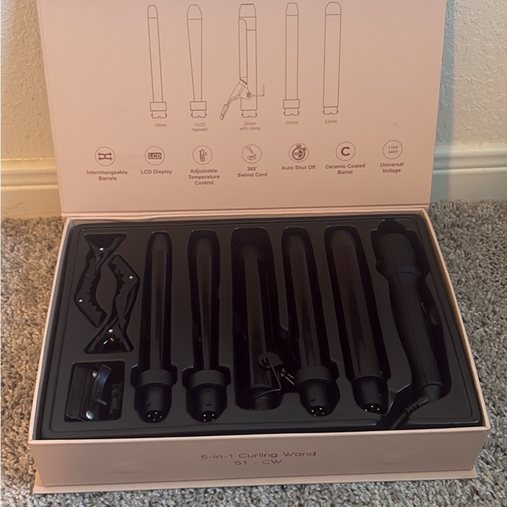 Bombay Black 5-in-1 Curling Wand Set